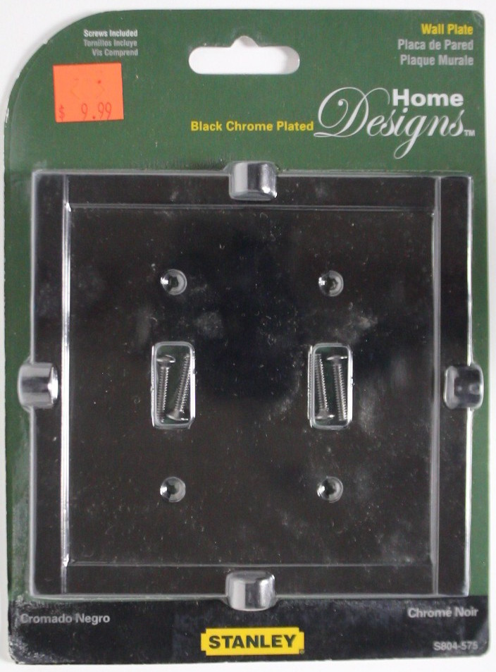 Stanley Steel Black Chrome Plated Dual Switch Wall Plate S804-575 DISCOUNT #94d