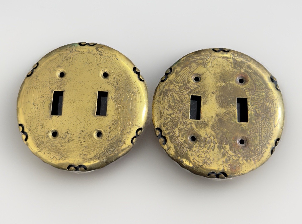 Victorian-style hammered brass single & duplex outlet & switch cover plates