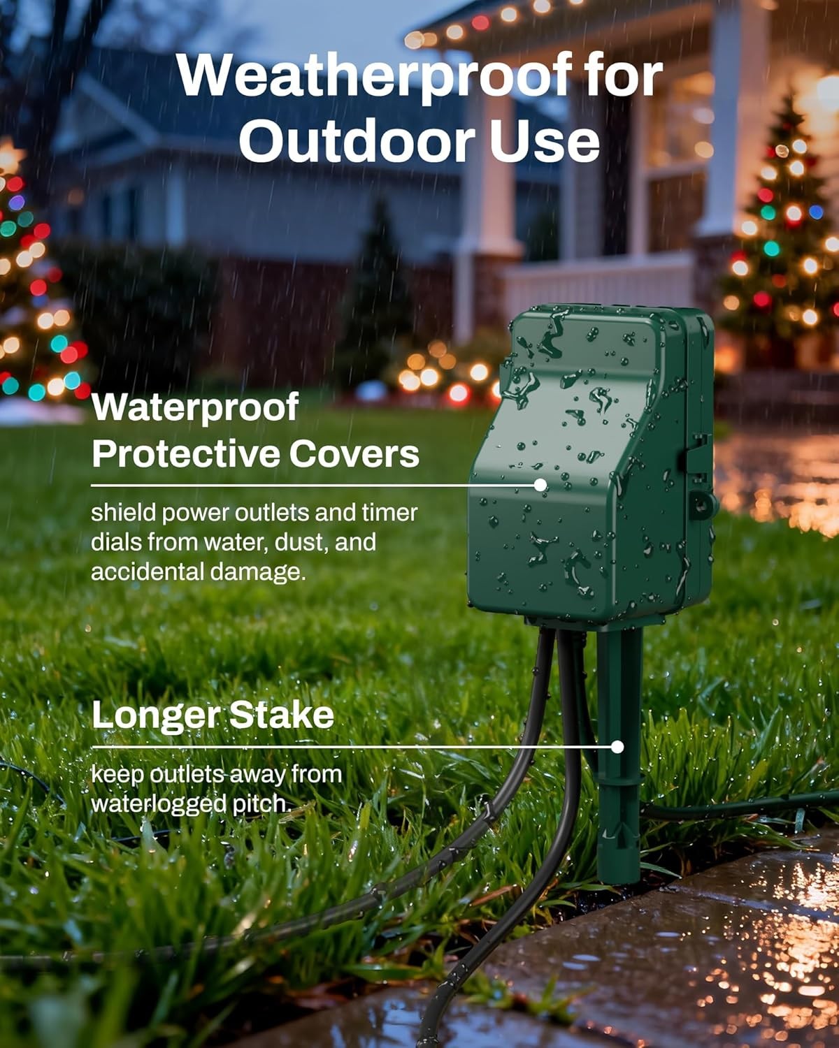 BN-LINK 24 Hour Outdoor Mechanical Timer 6 Outlets Garden Power Stake Waterproof