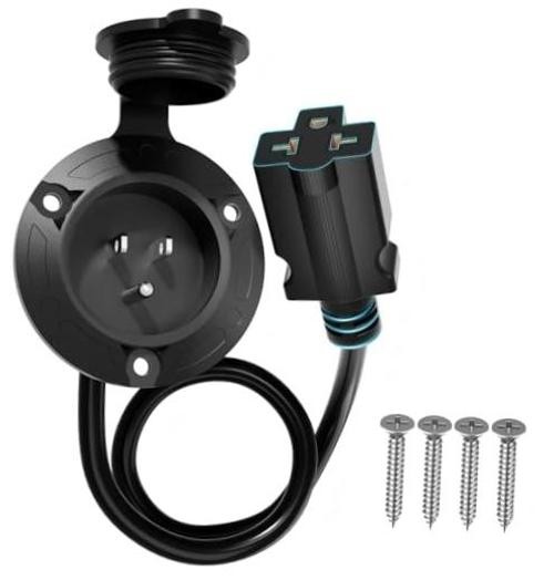 15A AC Port Plug, 125V 14AWG RV Shore Power Inlet with Waterproof Electrical