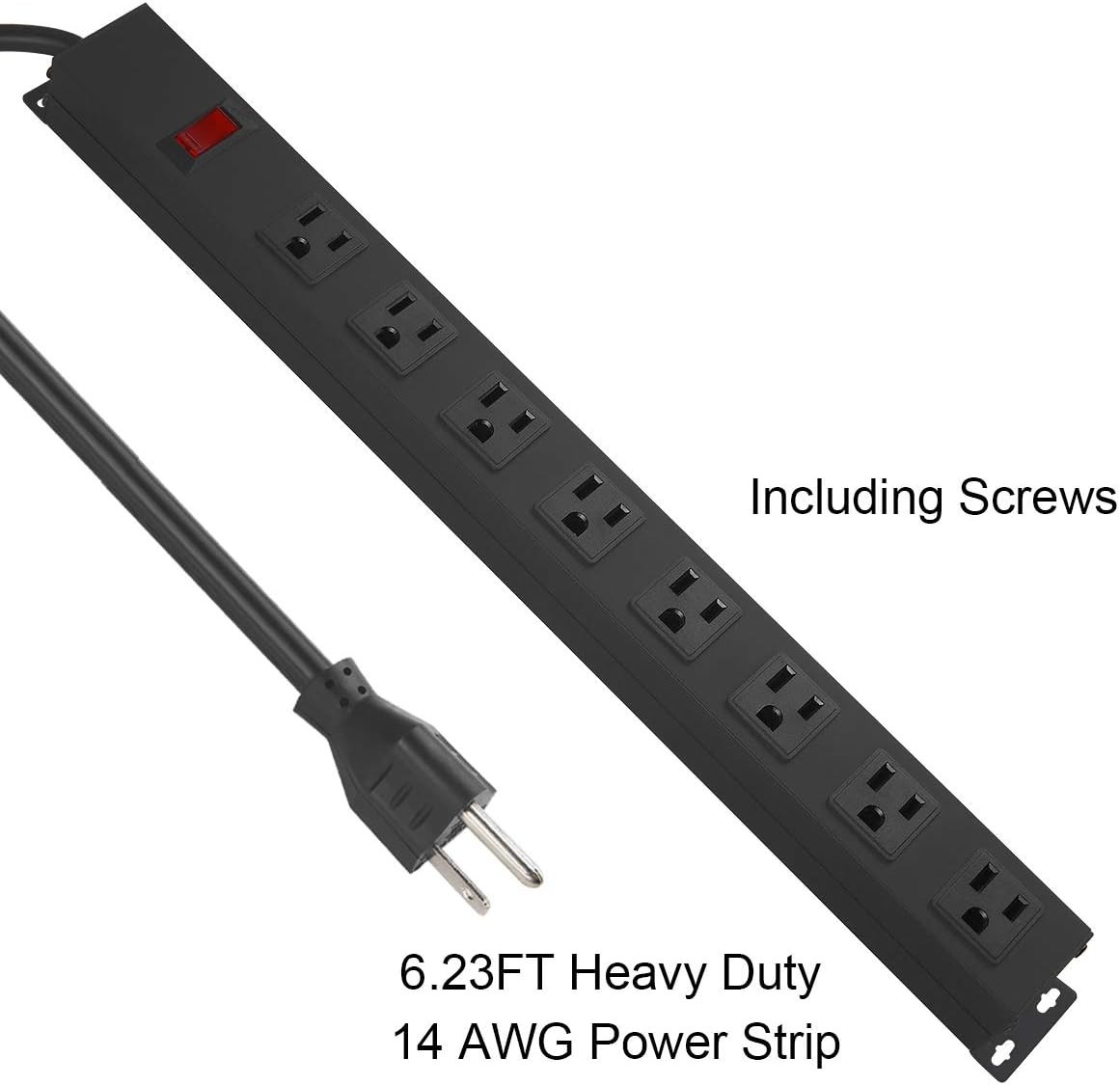 3Pack Metal 8 Outlet Mountable Power Strip, Wall Mount Outlet Heavy Duty, Wid…