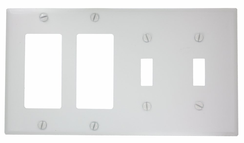 Leviton P2262W 4 Gang 2 Toggle 2 Decora Combination Wall Plate White Metal