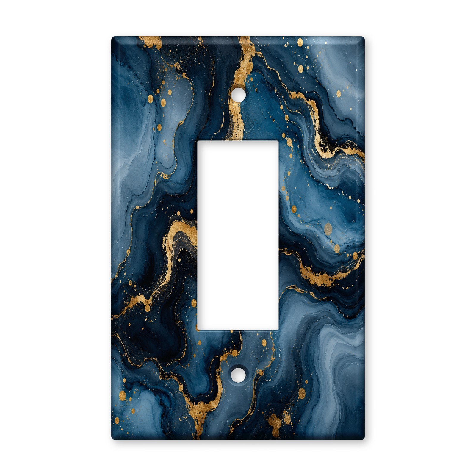 Blue Gold Marble Switch Plate Cover, Navy Abstract Light Switch Cover, Modern Lu