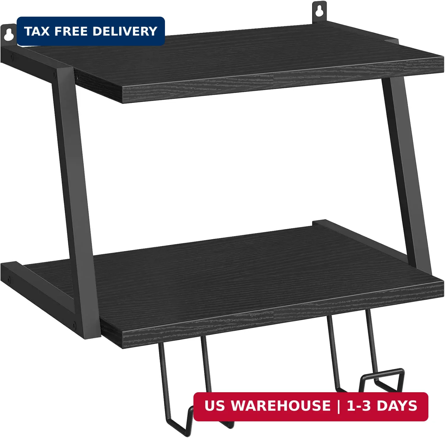 Floating TV Shelf, 2 Tier Projector Shelf for DVD Players | Black Game Console S