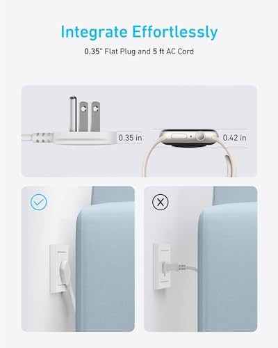 Power Strip Surge Protector 6 Outlets 2 USB C 2 USB 5ft Flat Extension Cord