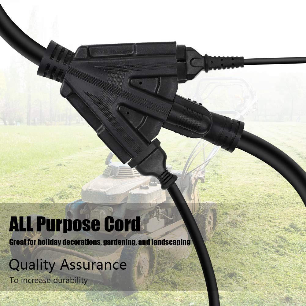 10FT 12/3 Outdoor Extension Cord, Heavy Duty 3-Outlet SJTW Indoor/Outdoor Thr…