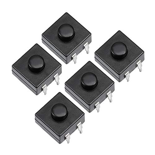 5 Pcs 12x12x9mm 3 Poles PCB Latching Tactile Tact Push Button Switch for Torch