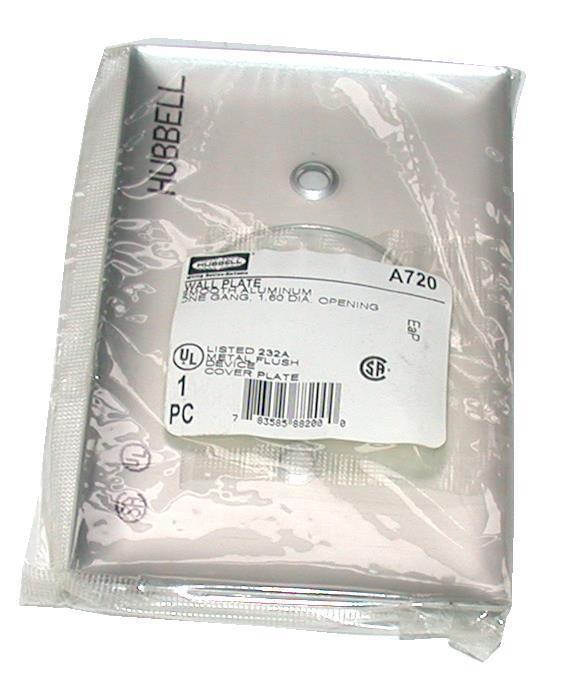 NEW HUBBELL A720 SMOOTH ALUMINUM WALL PLATE 1.60 DIAMETER OPENING