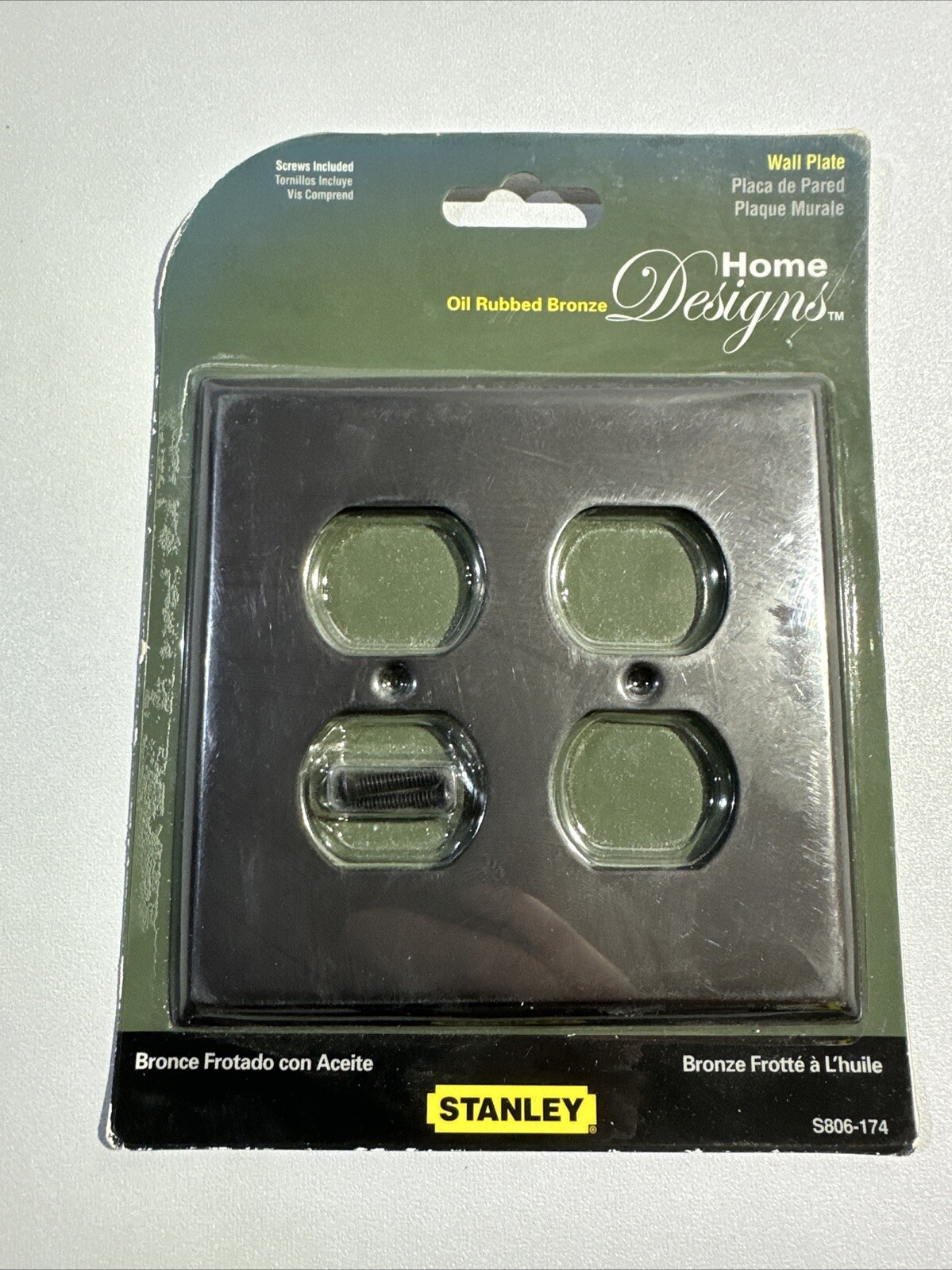 Stanley Oil Rubbed Bronze Dual Duplex Outlet Switch Plate Cover NOS