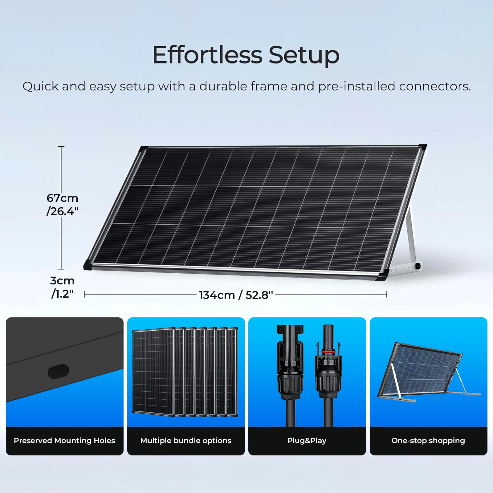 AeternaSol 4Pack 200W Bifacial Solar Panel 800W N-Type 18V Mono Off Grid Roof RV