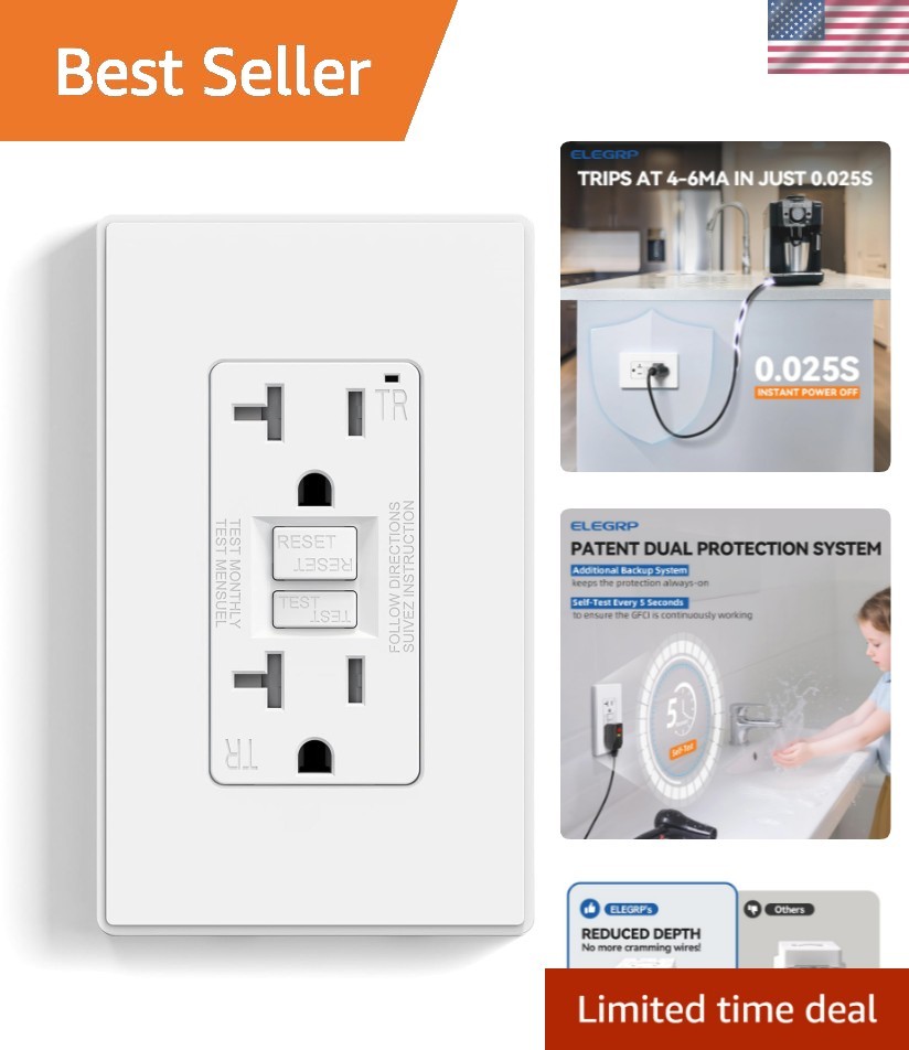 GFCI Outlet 20 Amp, Self- GFI Electrical Outlet with Thinner Design, TR Tampe…