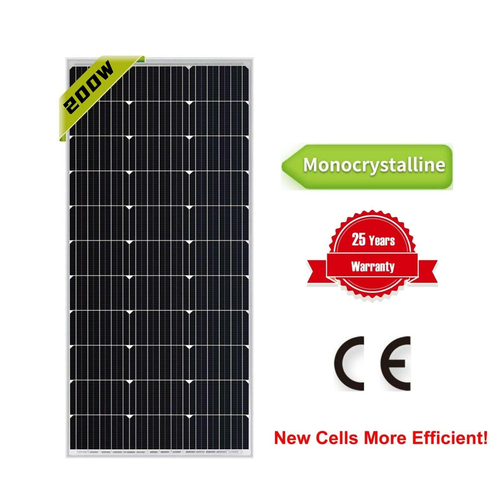 200W Mono Solar Panel 12V Caravan RV Off Gird Battery Charging Power Watt Boat