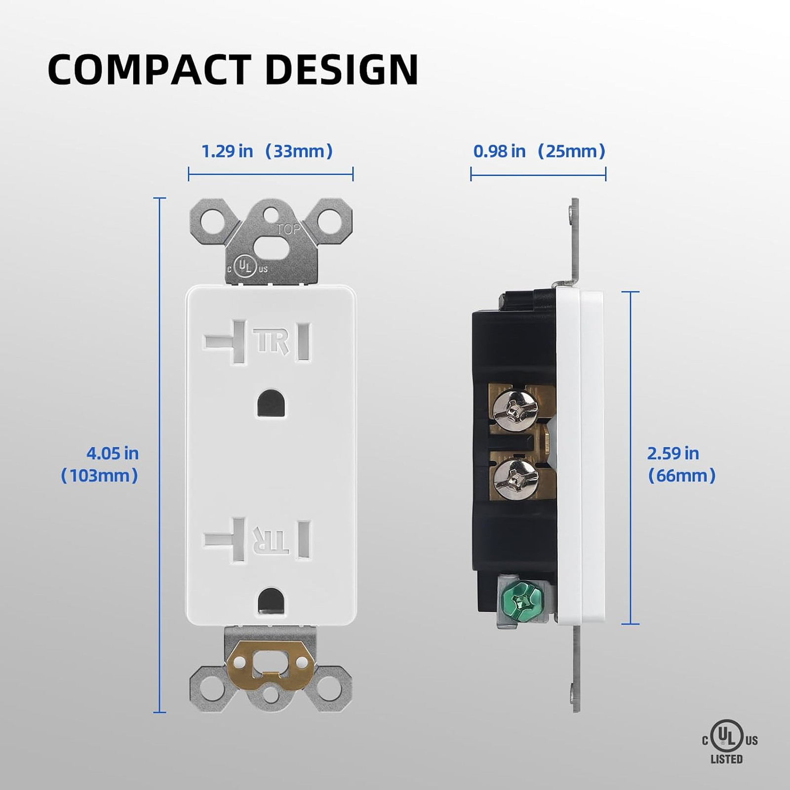 Decorator Wall Receptacle Outlet 10 Pack Tamper Resistant 20 Amp White Standard