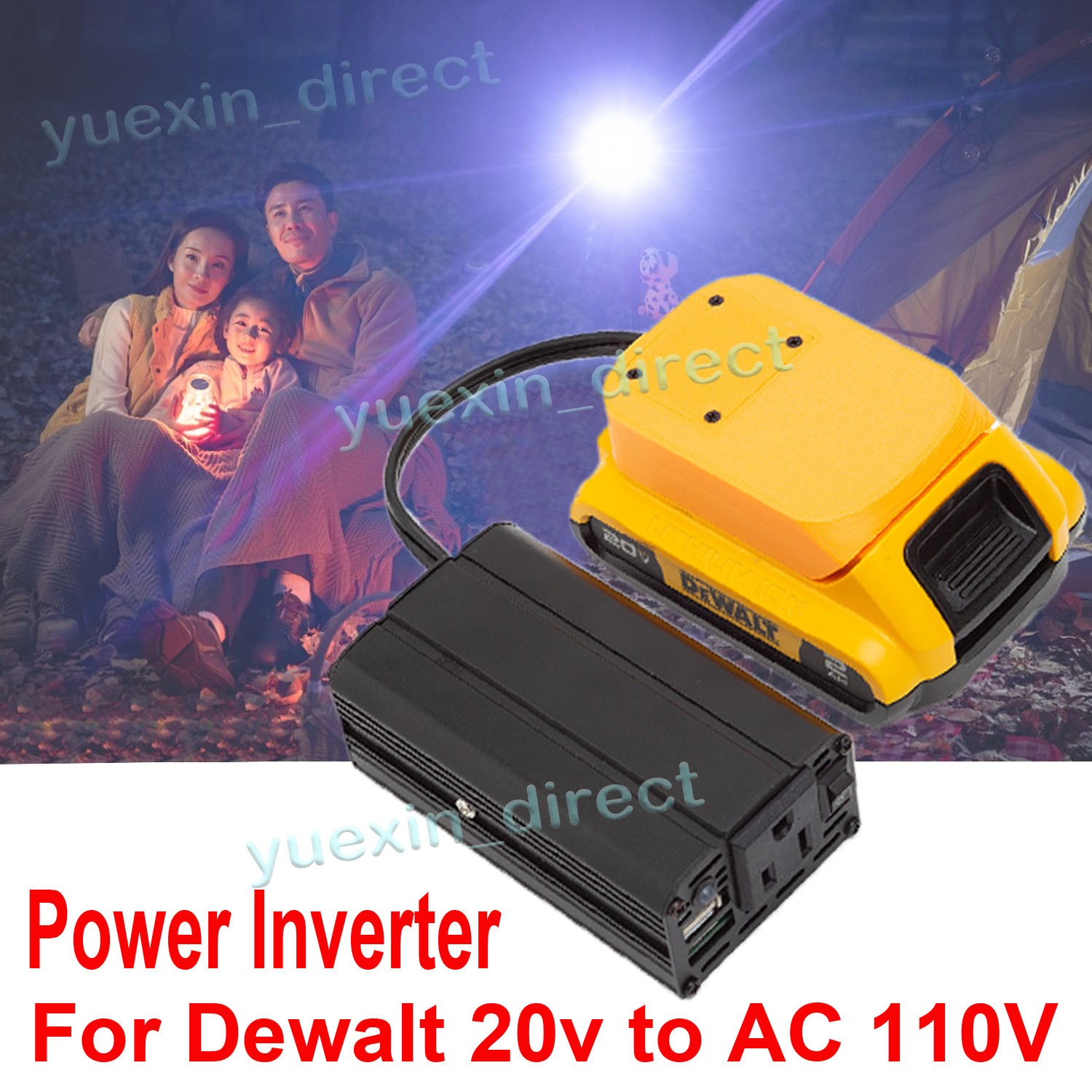 Power Inverter Outlet Adapter Compatible with Dewalt 18v 20v Battery to 110V AC