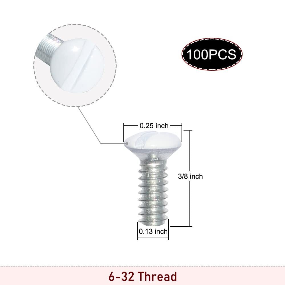 Wall Plate Screws 100 Pcs White Outlet Screws 3/8″ Long 632 Thread Light Electri