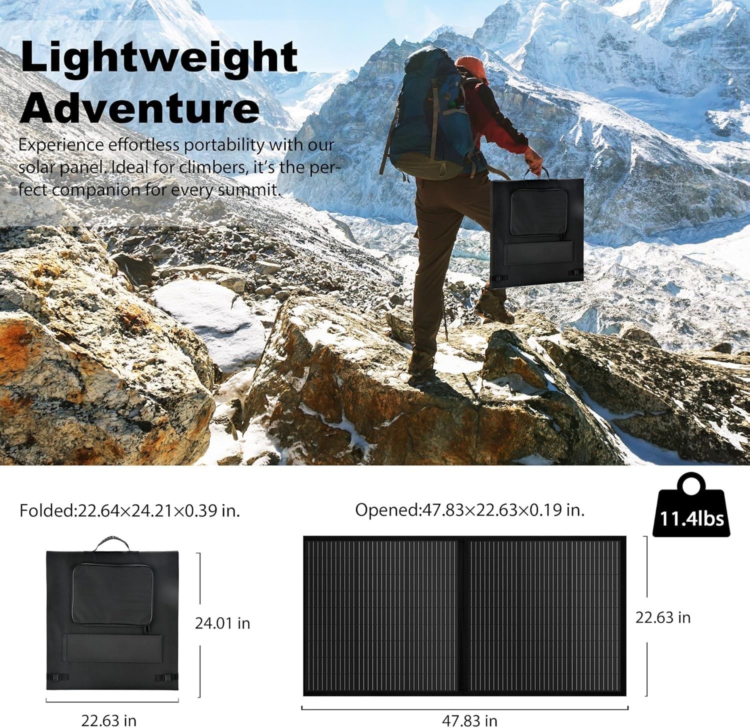 Black 100W Portable Foldable Solar Panel Kit for Power Station for Camping RVs
