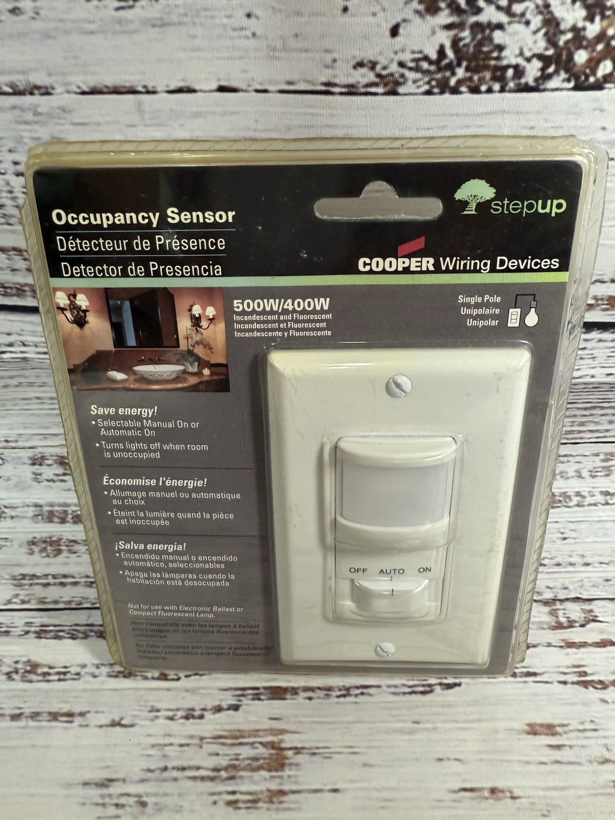 Cooper Stepup Occupancy Sensor K6109W-L – Manual On, Automatic On, Off Switch