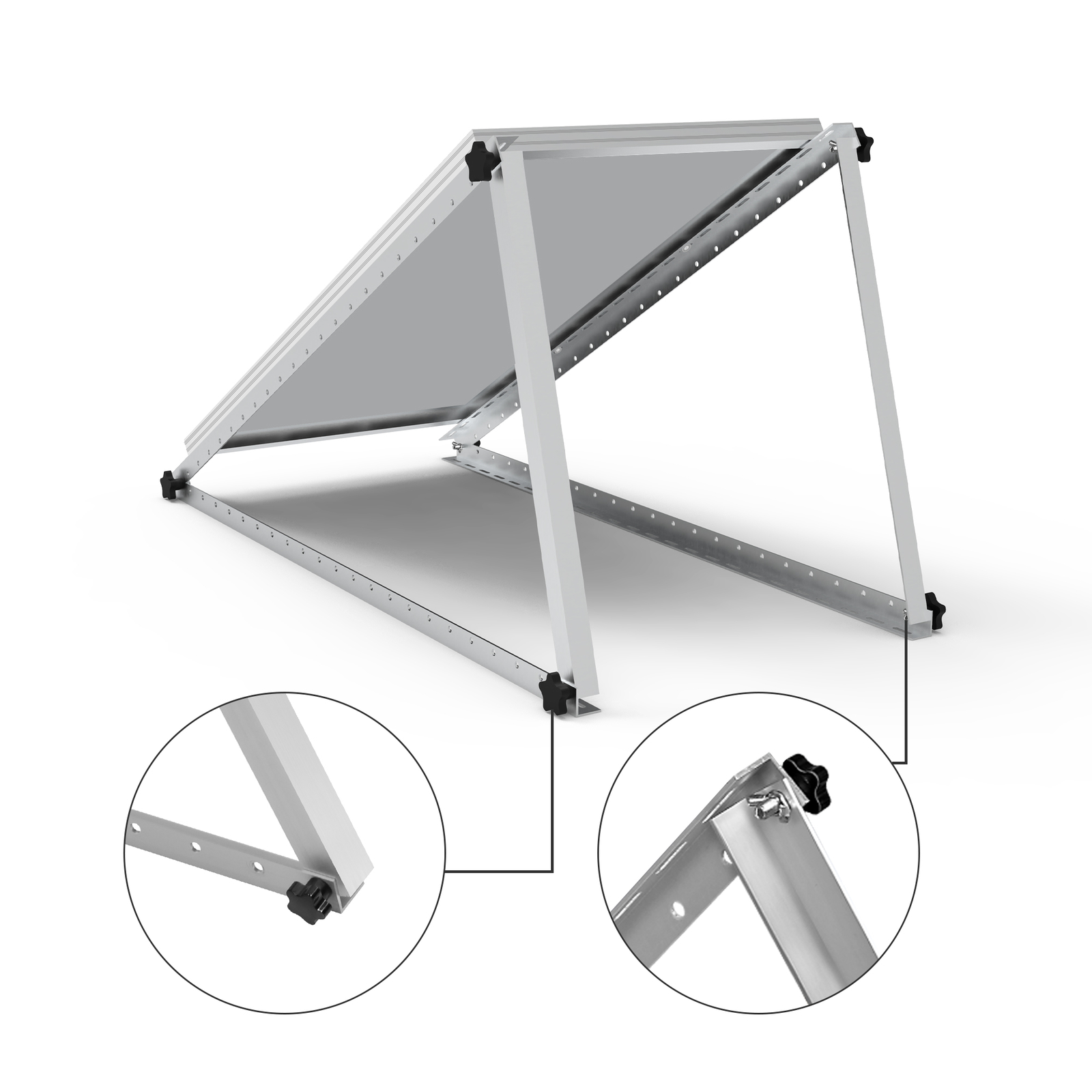 2 Set Solar Panel RV Tilt Mount（45in）Brackets Roof Flat Surface Adjustable Frame