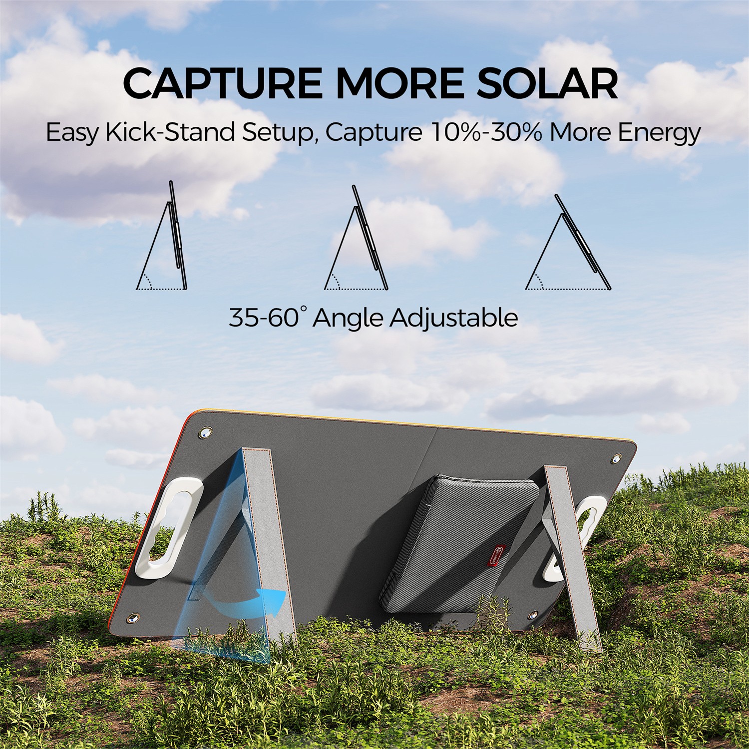 Foldable Solar Panel 18V/60W Backup for Portable Power Station/Camping/Hiking/RV