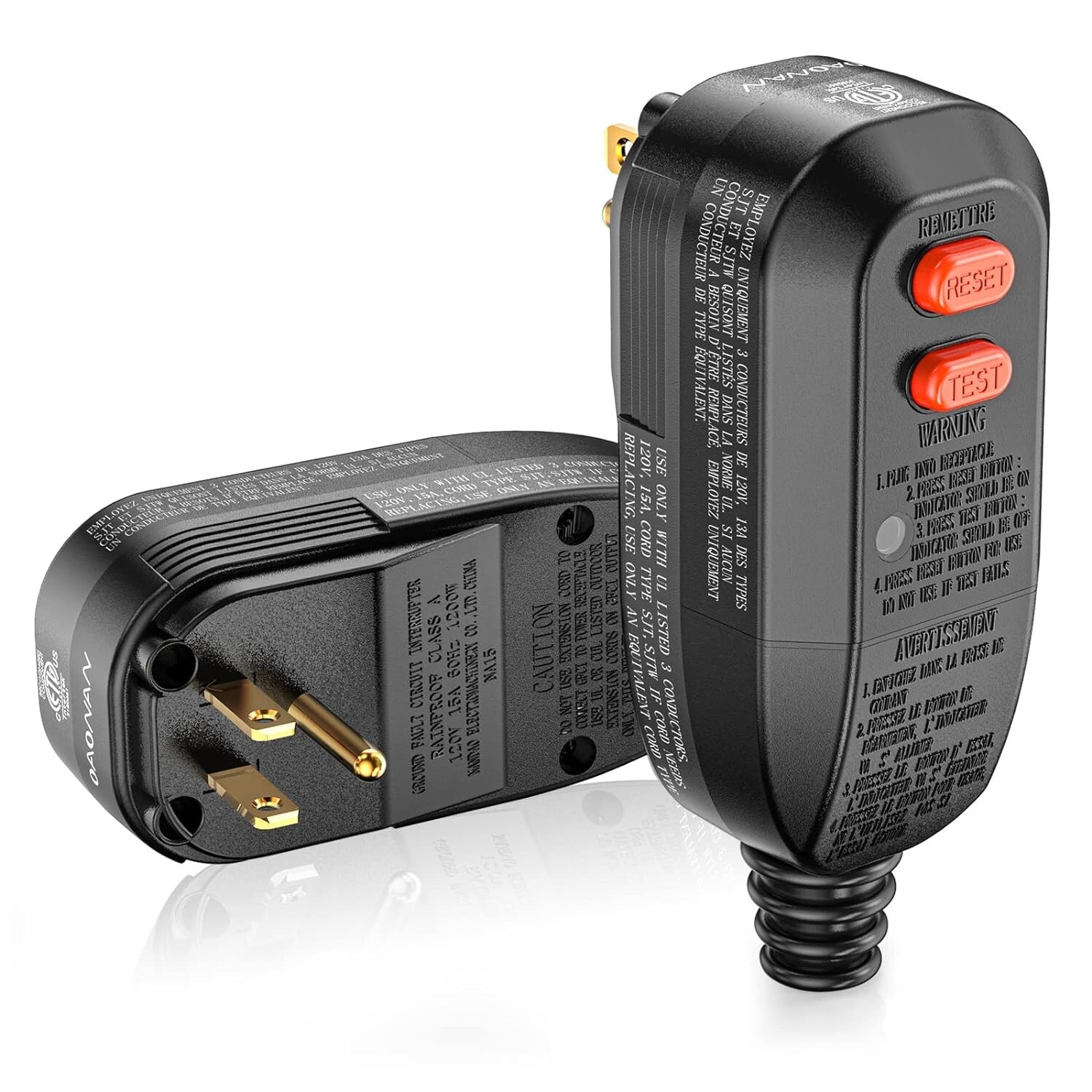 GFCI Plug 15 Amp 3 Prong GFI Waterproof Circuit