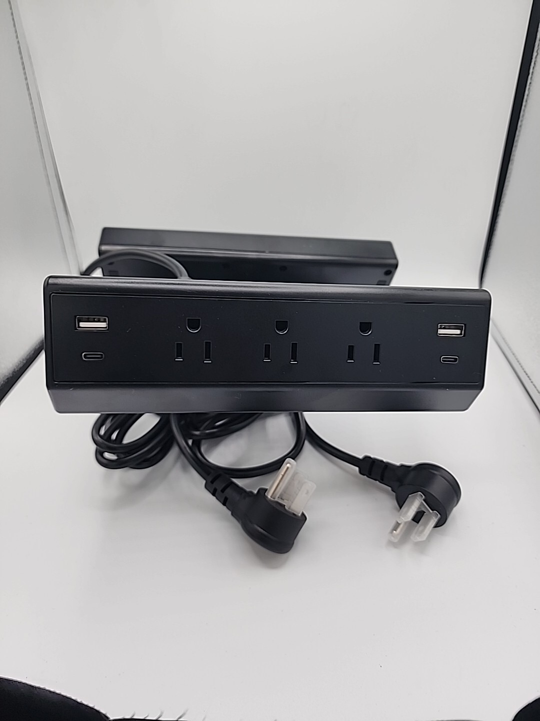 2 in 1 Desk clamp power strip with USB C and A dual layer desktop edge