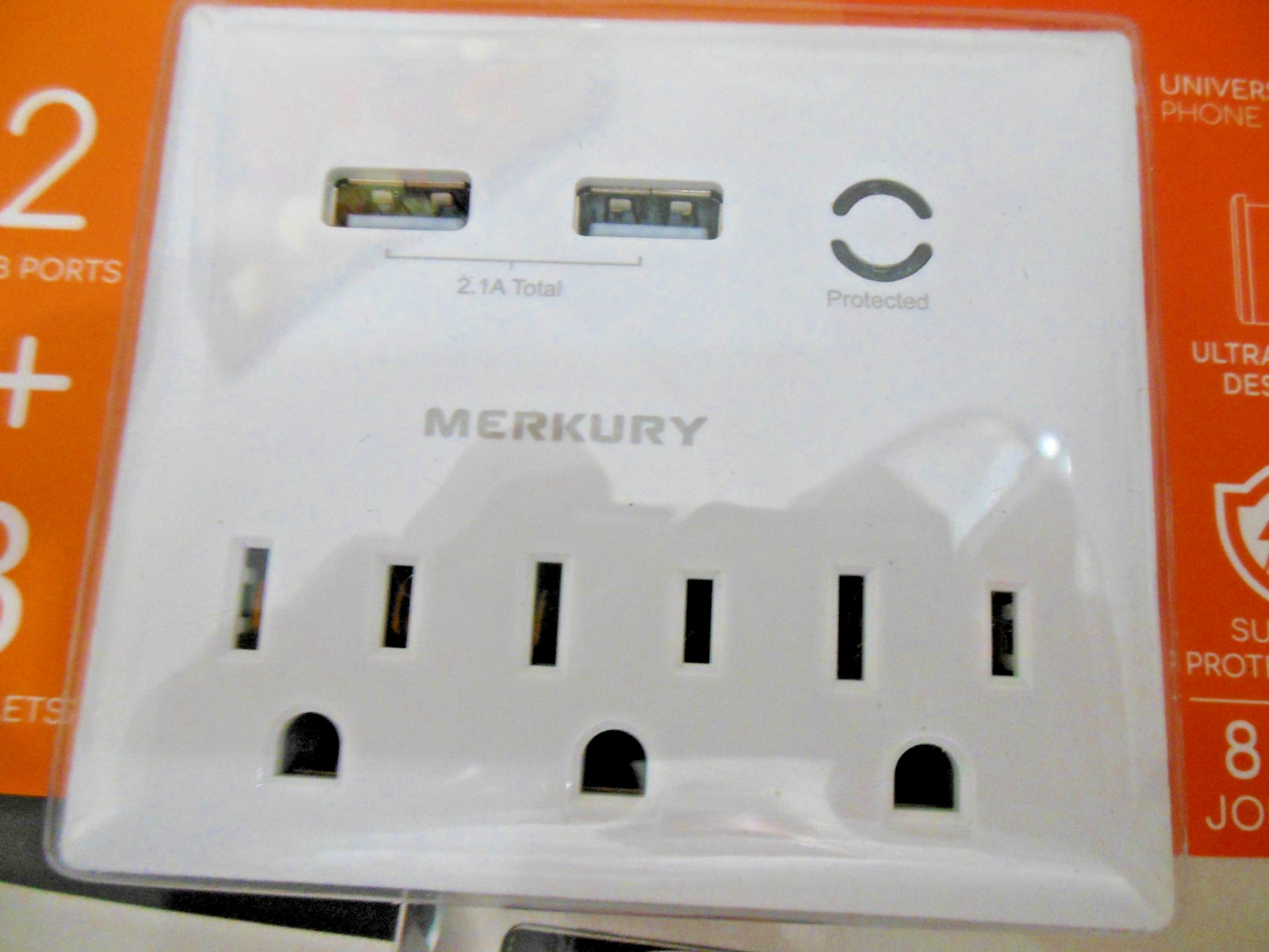 USB-A * 2.1 -AMP * Wall Charger Plate /SURGE PROTECTOR * 2pcs * Free Shipping