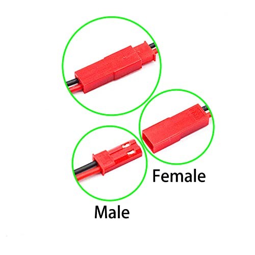 ZHOFONET 20Pairs 20AWG JST Connector 2 Pin Male and Female 10 cm, Red