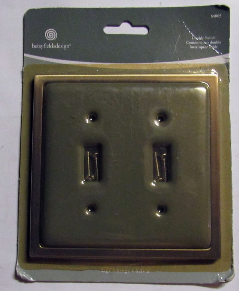 Betsy Fields Ceramic Green(Sage) Double Switch Wall Plate Covers w/ Silver Frame