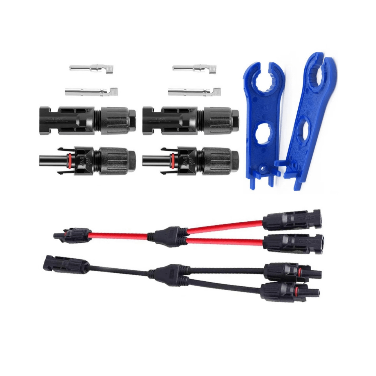 30A Solar Y Branch Parallel Cable Kit 1 Pair RV Shop MC4 Connectors & 2 Spanners
