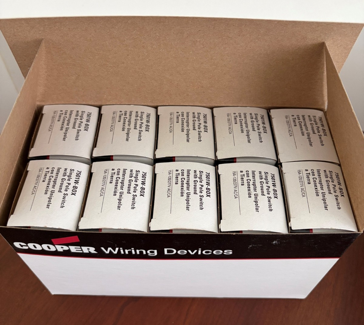 Cooper 7501W White Single Pole Decorator Rocker Light Switches (10 pc) Lot of 3