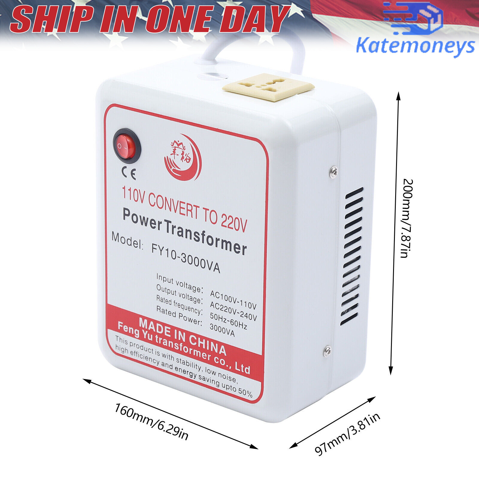 Power Only Step-Up 110V To 220V Transformer Converter Adapter 3000W For Home
