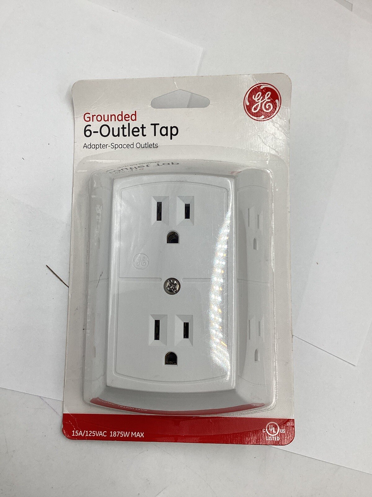 GE Grounded Adapter Spaced Six 6 Outlet Converter Wall Electrical Socket LOT x15