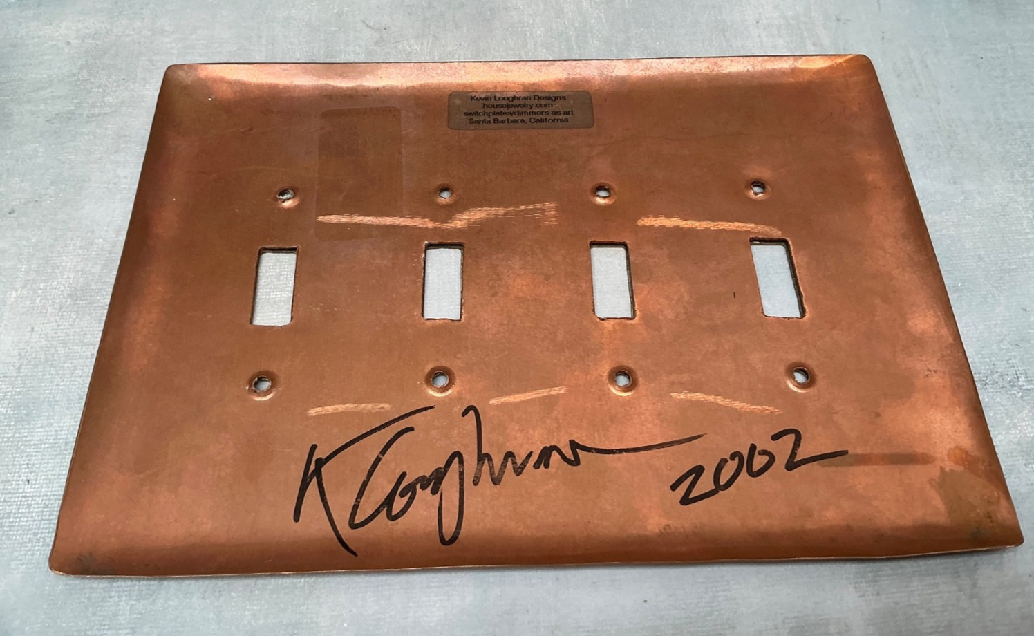Copper and Brass Etched Light Switch Plate Cover 4 Toggle Quad Artist Signed
