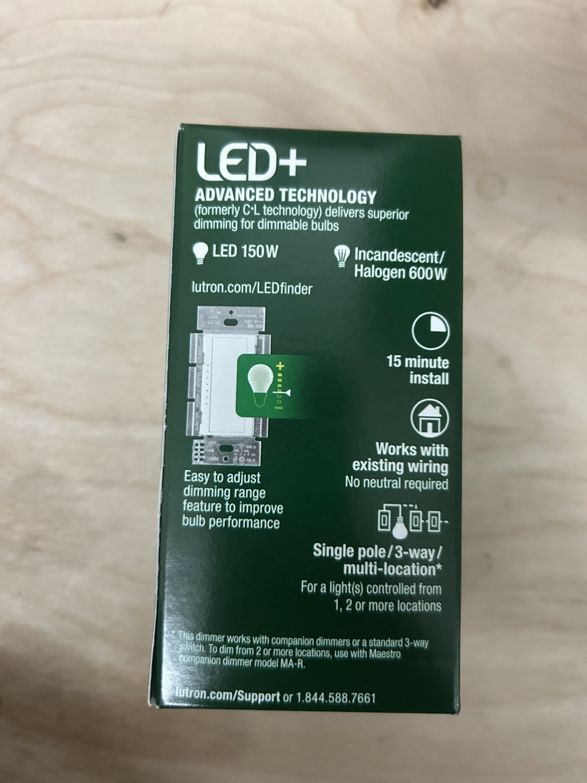 Lutron Maestro LED+ Dimmer Switch for Dimmable LED Bulbs, MACL-153MR-WH