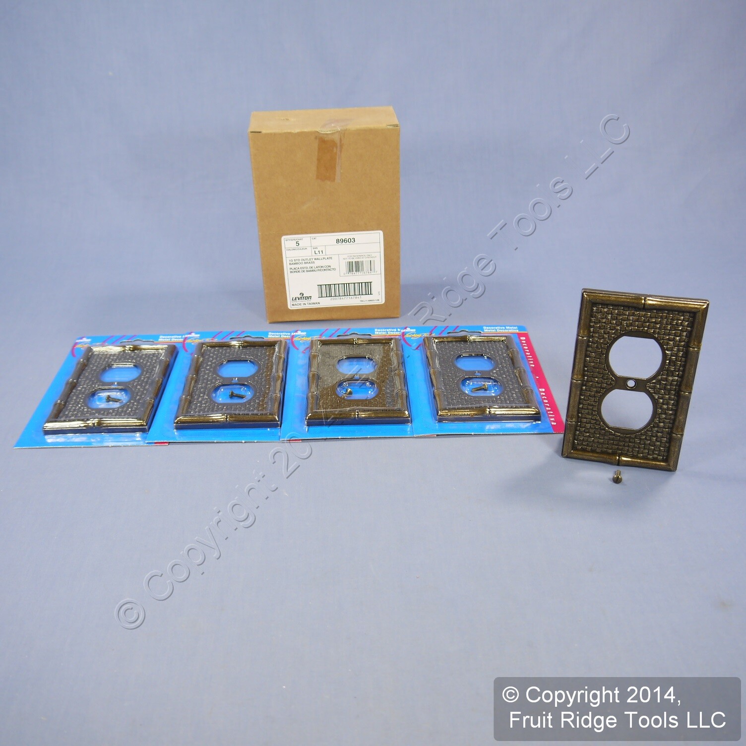5 Leviton Brass Tiki Bamboo Receptacle Wallplates Duplex Outlet Covers 89603