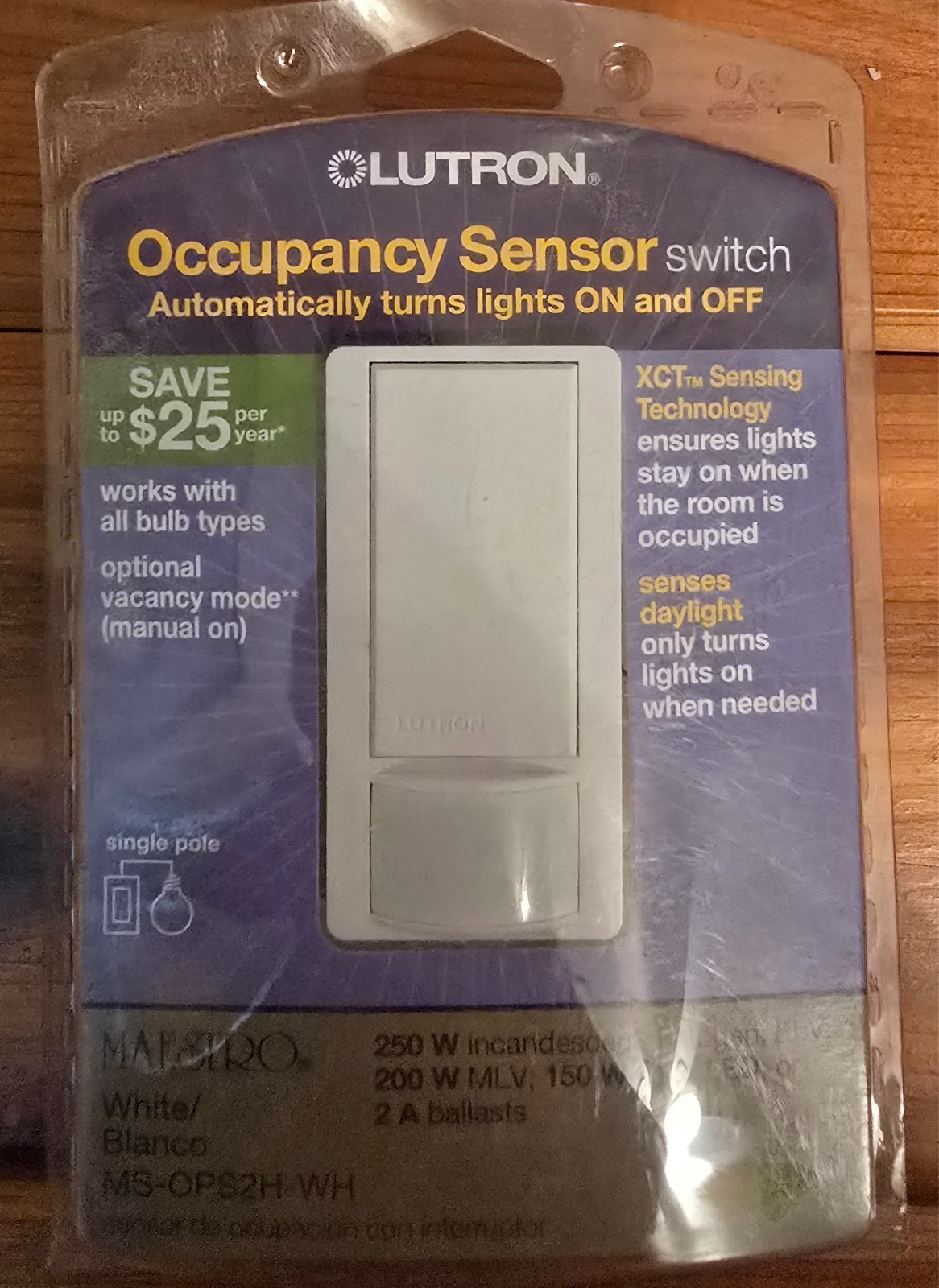 Lutron Maestro MS-OPS2H-WH Occupancy Sensor Switch