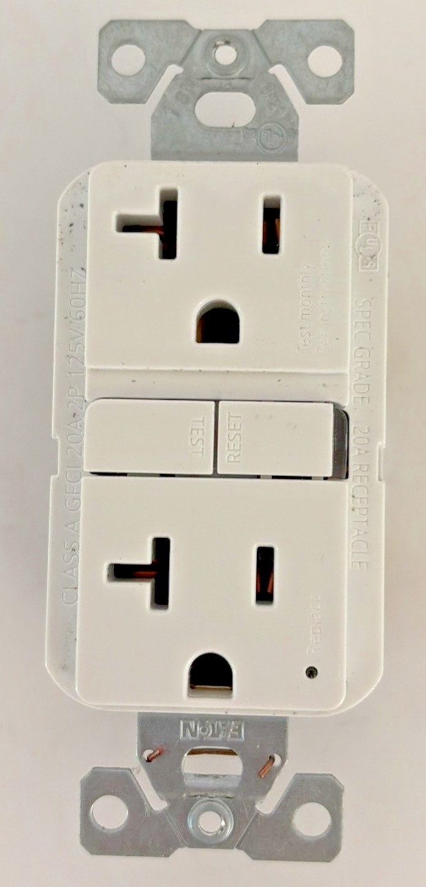 Eaton 20-Amp 125-Volt Slim Self-Test GFCI Duplex Receptacle White NIB