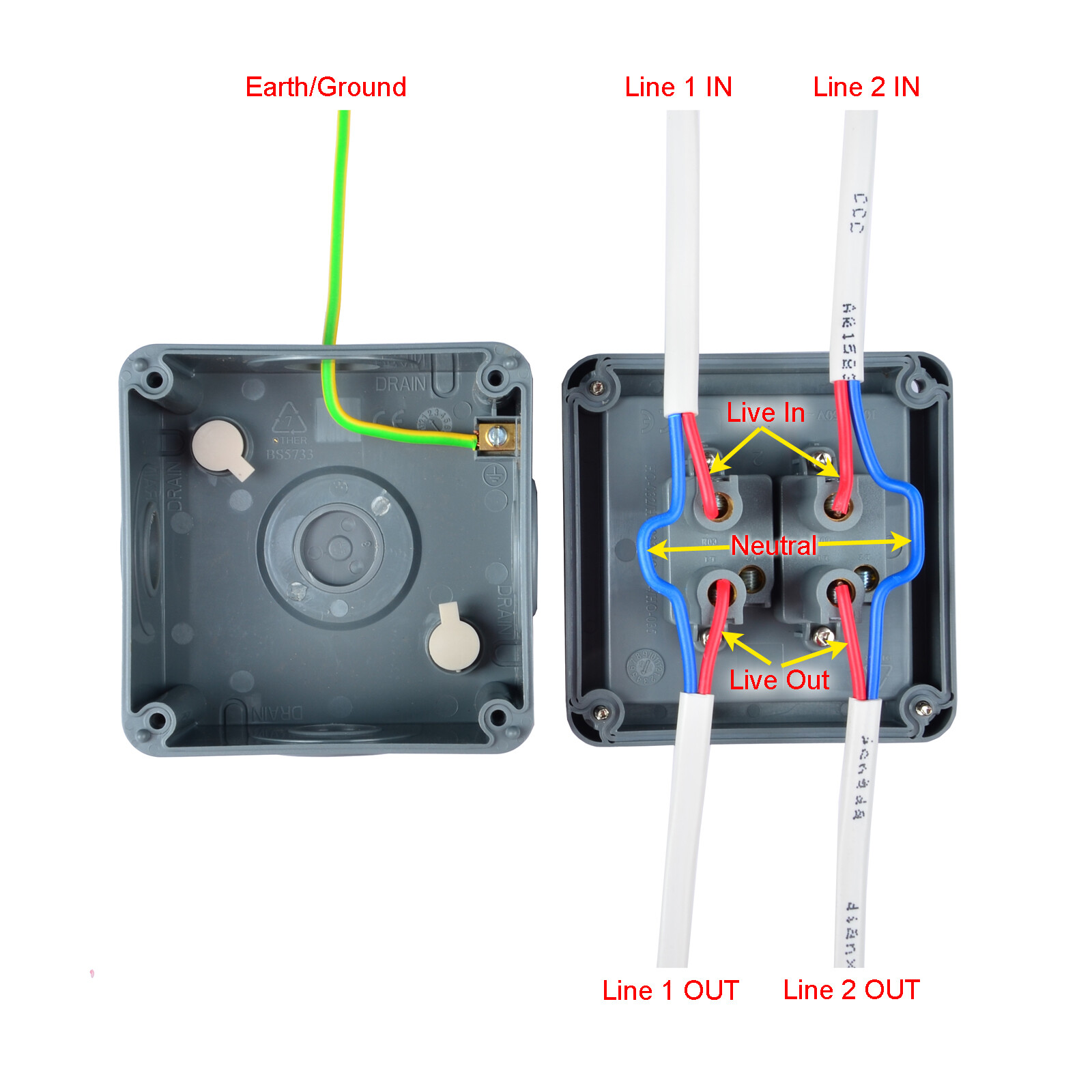IP66 Waterproof Light Switch Single 2-Gang 10A Dustproof Weatherproof Outdoor US
