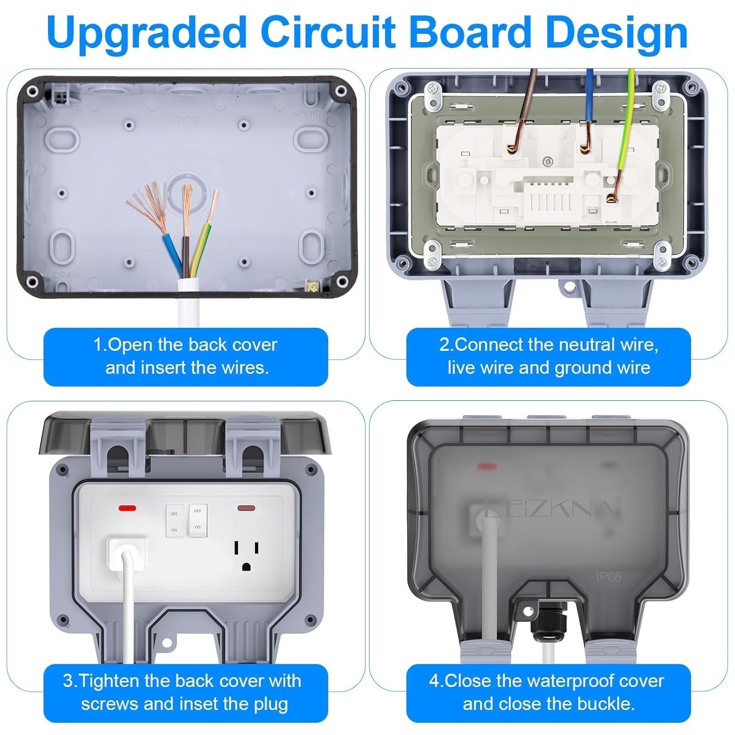 Outdoor 2-Gang Power Outlet with Upgraded Design – Waterproof & Dustproof