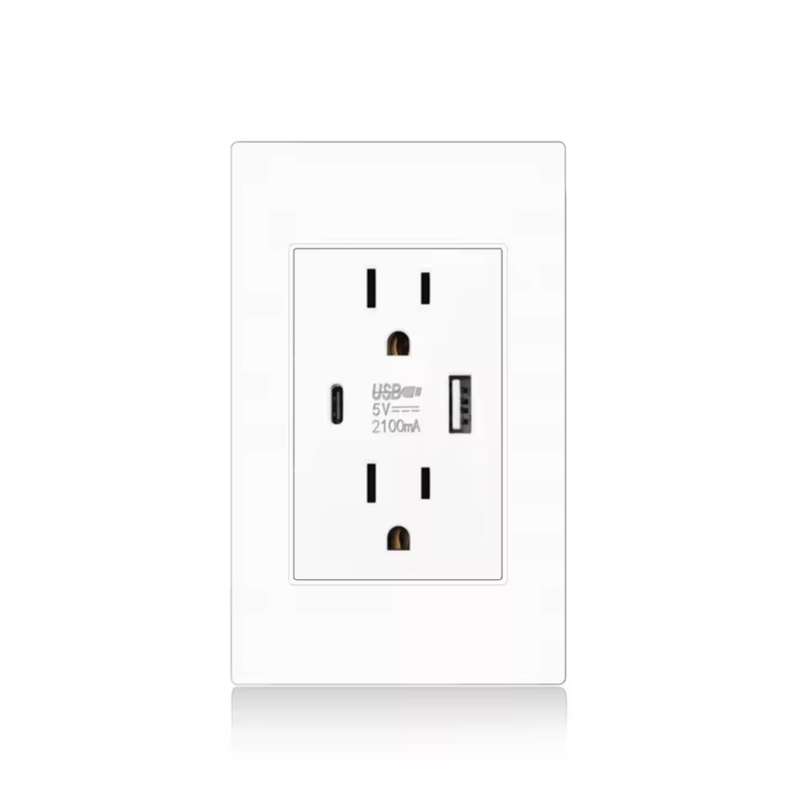US Standard Wall Socket with USB Type-C Charging Port 5V 2.1A