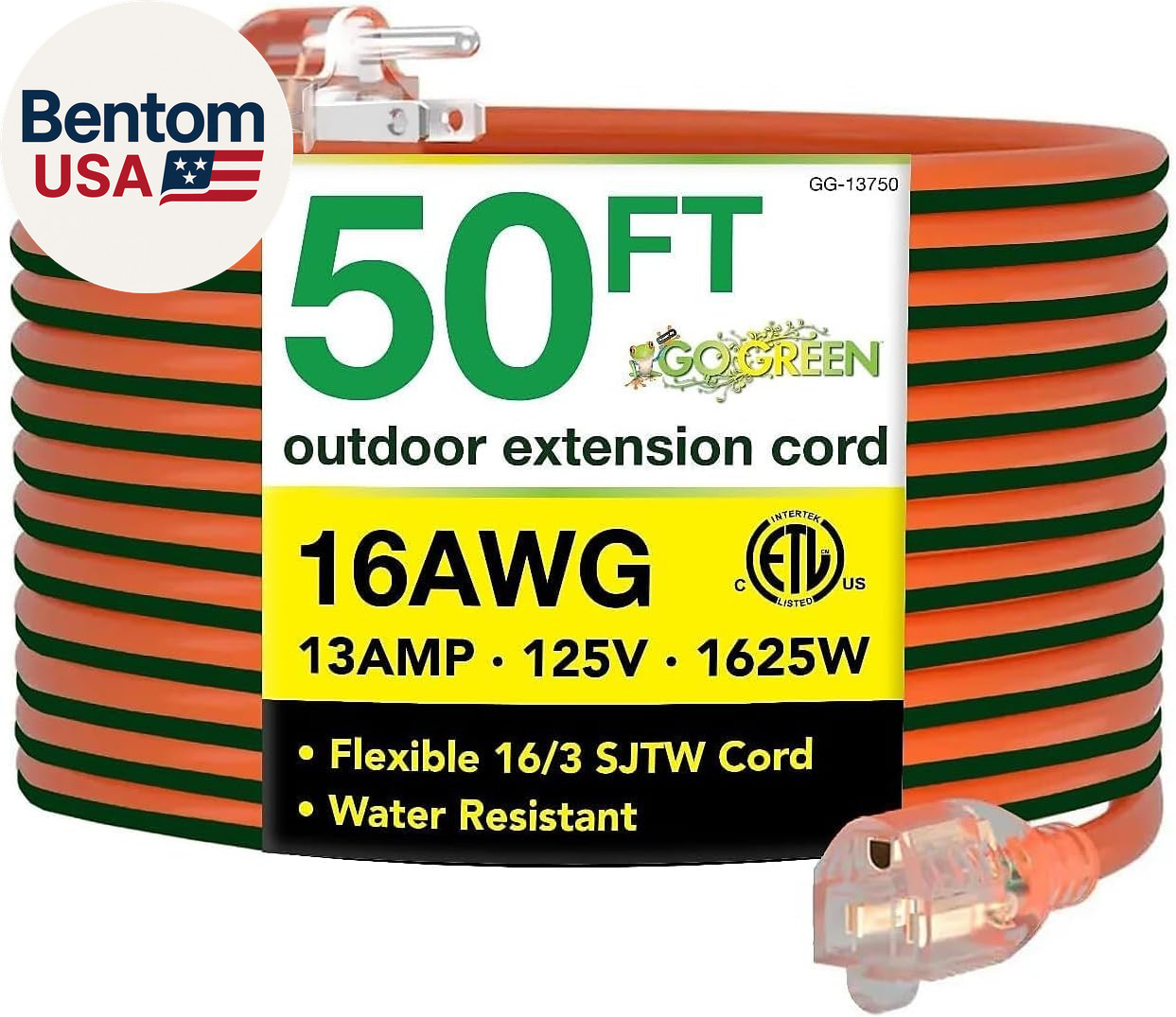 Go Green Power Inc. 16/3 50-Foot Outdoor Extension Cord – Heavy-Duty, Weatherpro