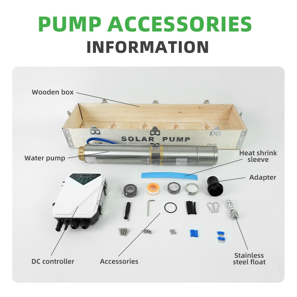 4″ DC Deep Well Solar Water Bore Pump Kits 110V 2HP Irrigation Farm Submersible