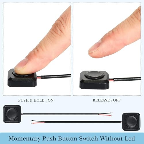 4 Pcs Momentary Push Button Switch 12V Small Black Shell with Black Shell