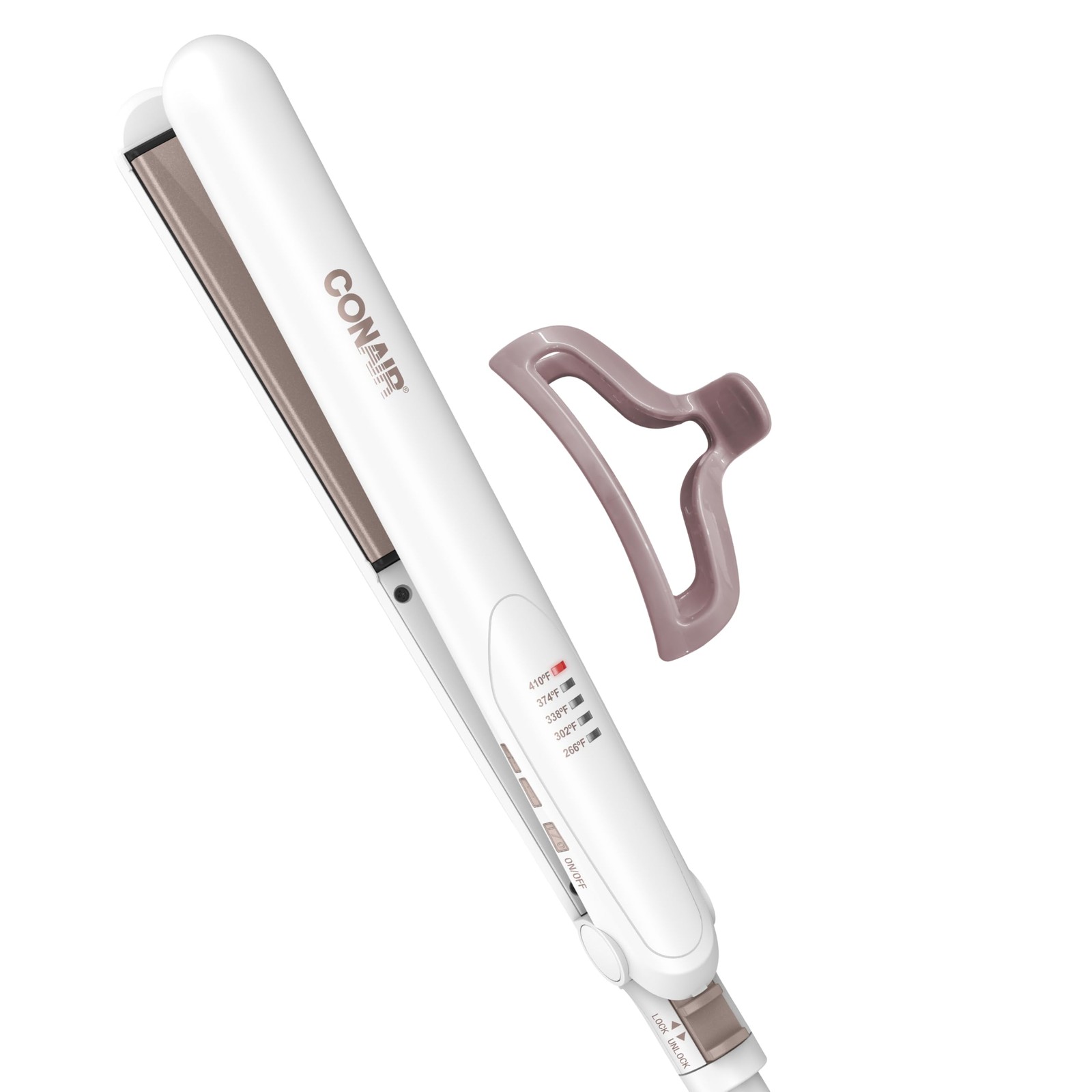 Conair Double Ceramic Flat Iron, 1-Inch Flat Iron Hair Straightener with Claw Cl