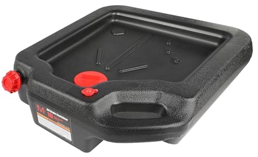 51165 16-Quart Oil Drain Container, Black – Deep Drain Well, Ergonomic
