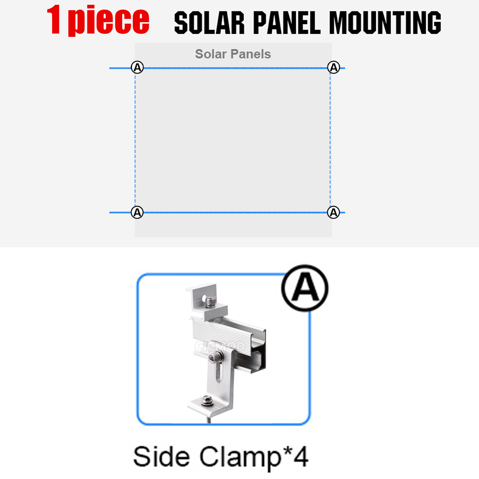 Solar Panel Mounting Rail Rack Bracket Kit Aluminum Fixing Clamps for Roof Mount