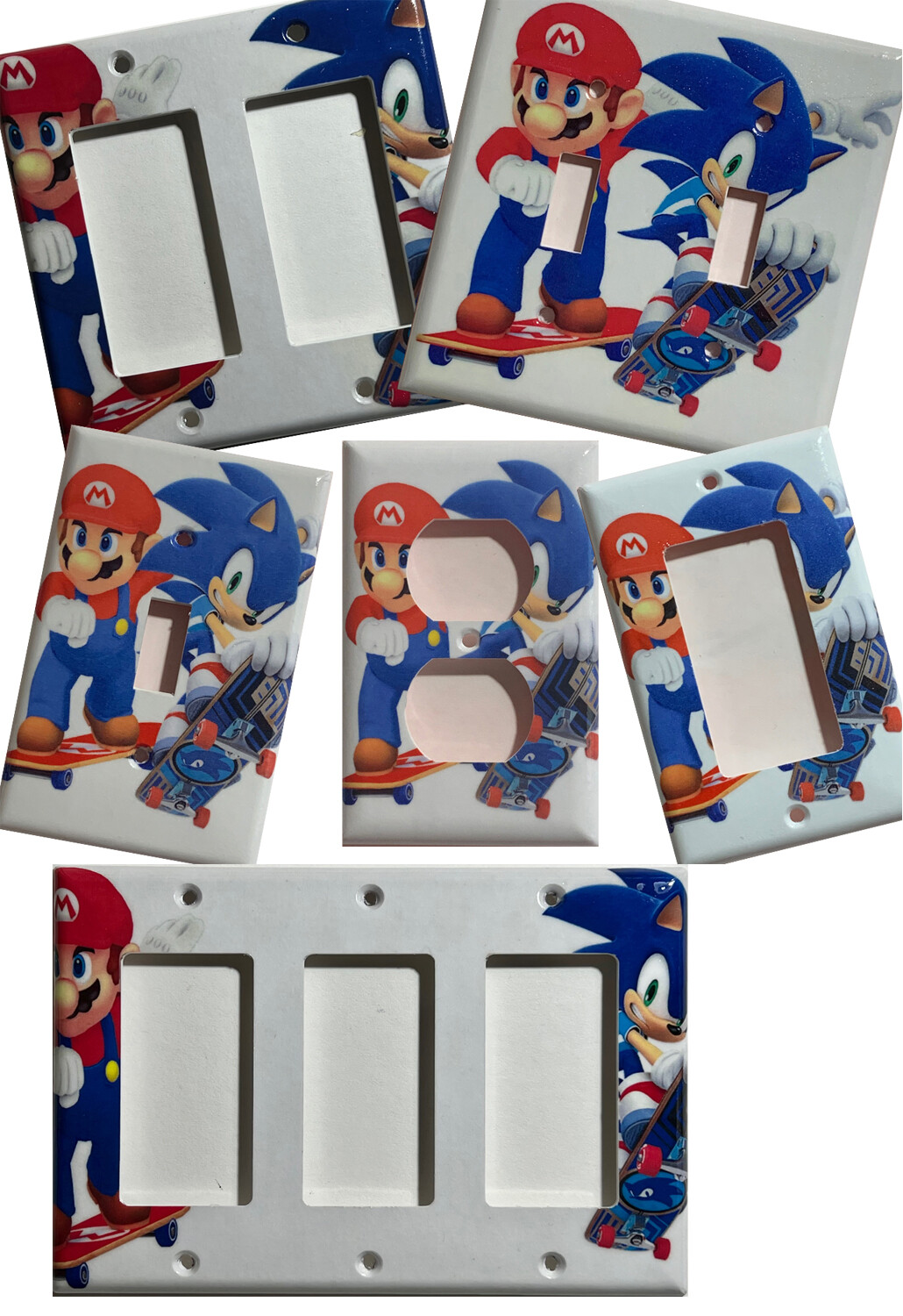 Mario Sonic Games Skateboard Light Switch outlet Wall Cover Plate Home decor
