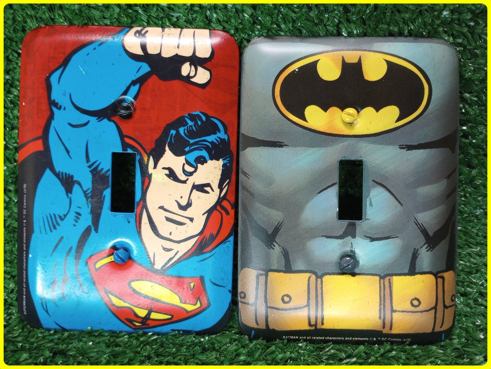 Vintage Superman & Batman Comic Style Single Switch Plate Open Road Brands