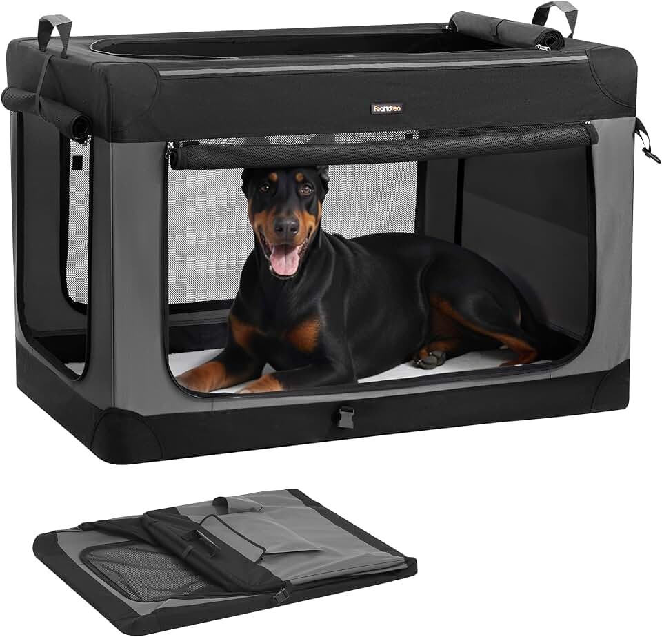 Feandrea Collapsible Dog Crate, Portable Travel Crate, 48-Inch