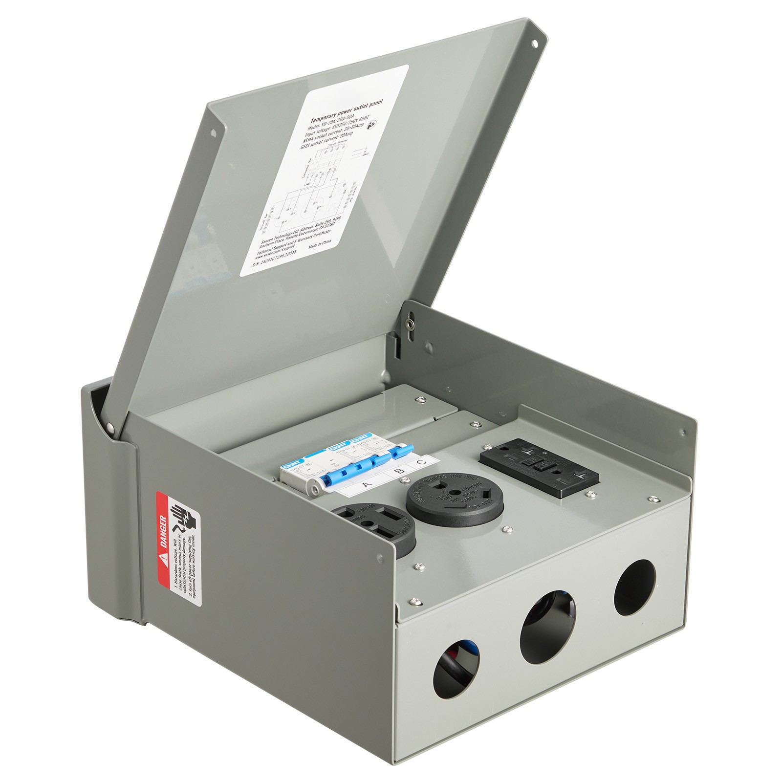 Uimoso Temporary Power Outlet Panel RV Electrical Panel 20 30 50 Amp Outlet Box